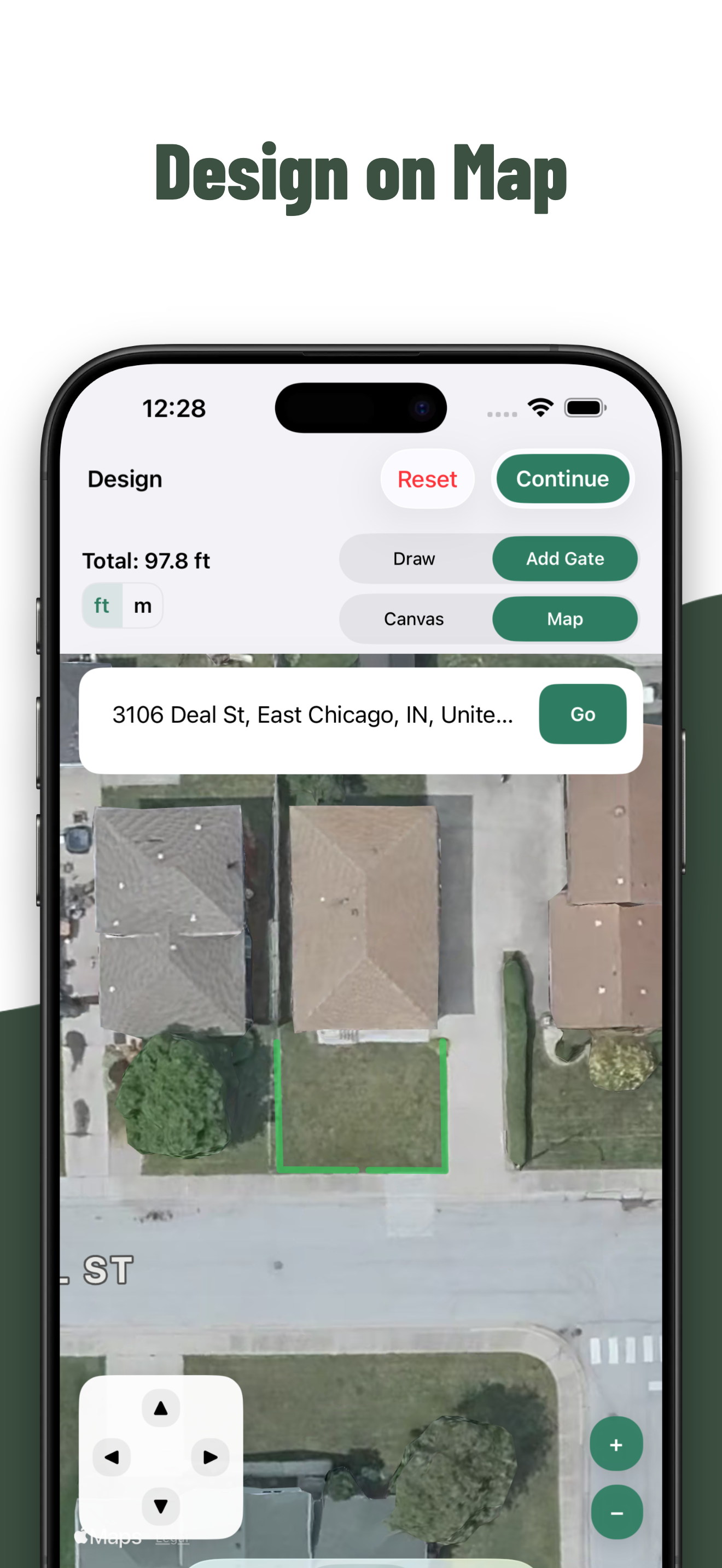 Fence Calculator Pro map-based fence design screen